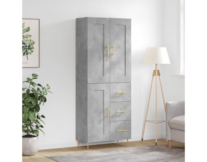 Sonata H Висок шкаф, бетонно сив, 69,5x34x180 см, инженерно дърво
