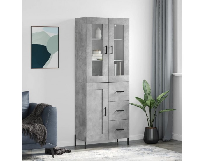 Sonata H Висок шкаф, бетонно сив, 69,5x34x180 см, инженерно дърво
