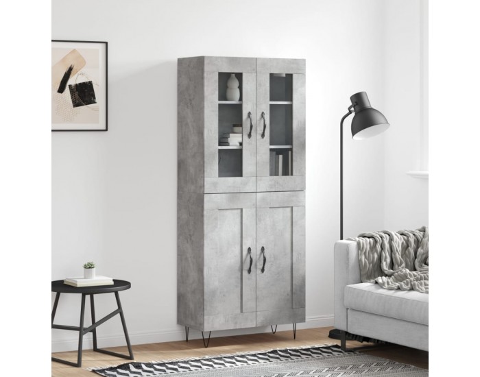 Sonata H Висок шкаф, бетонно сив, 69,5x34x180 см, инженерно дърво