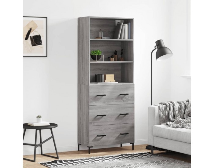 Sonata H Висок шкаф, сив сонома, 69,5x34x180 см, инженерно дърво