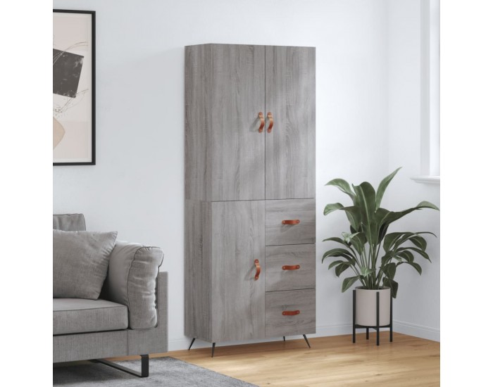 Sonata H Висок шкаф, сив сонома, 69,5x34x180 см, инженерно дърво