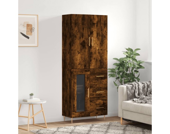 Sonata H Висок шкаф, опушен дъб, 69,5x34x180 см, инженерно дърво