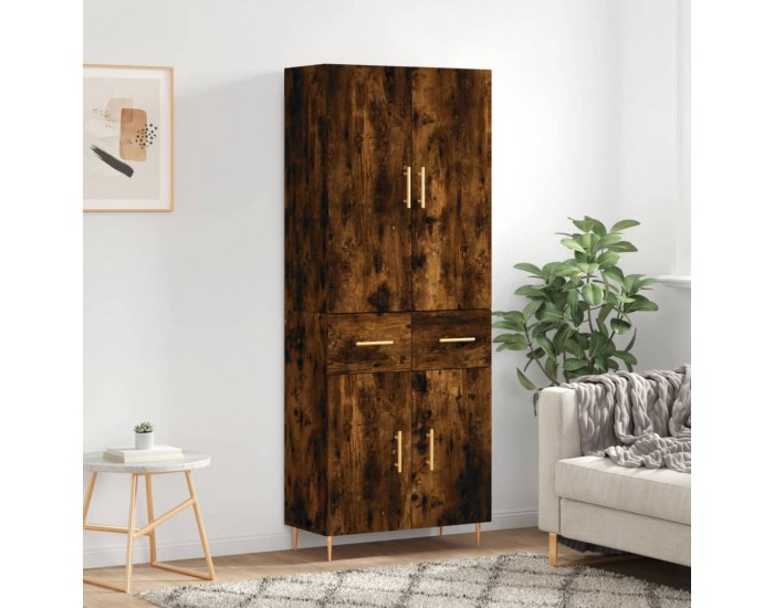 Sonata H Висок шкаф, опушен дъб, 69,5x34x180 см, инженерно дърво