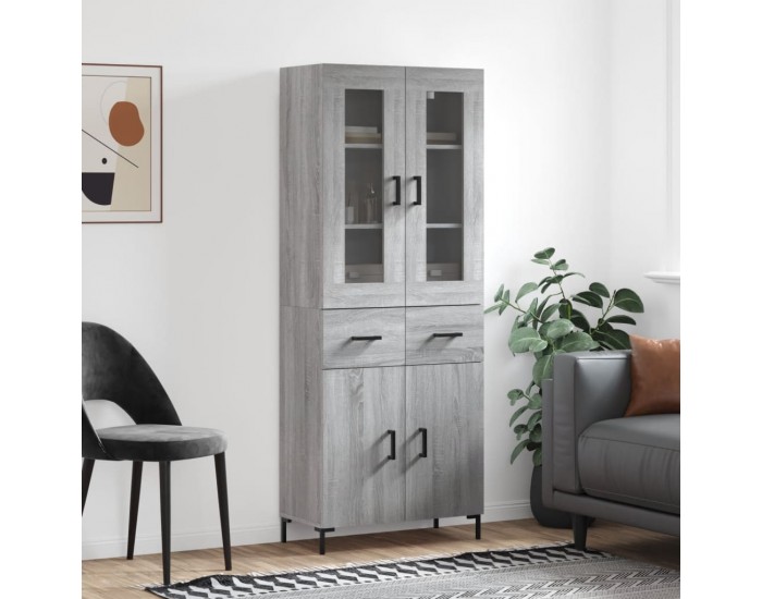 Sonata H Висок шкаф, сив сонома, 69,5x34x180 см, инженерно дърво