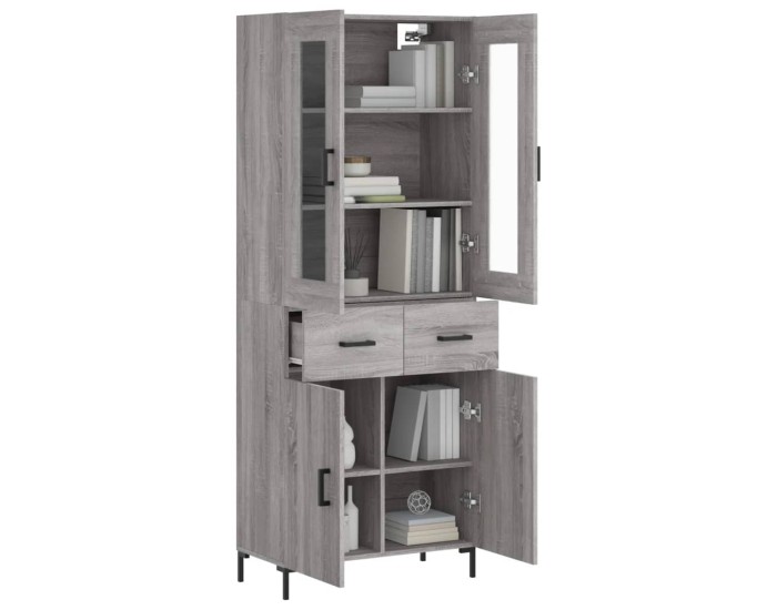 Sonata Dulap înalt, gri sonoma, 69,5x34x180 cm, lemn compozit