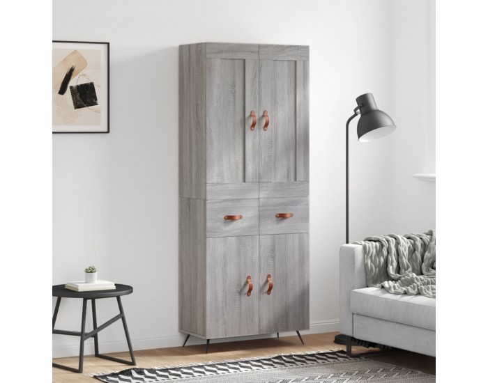 Sonata H Висок шкаф, сив сонома, 69,5x34x180 см, инженерно дърво