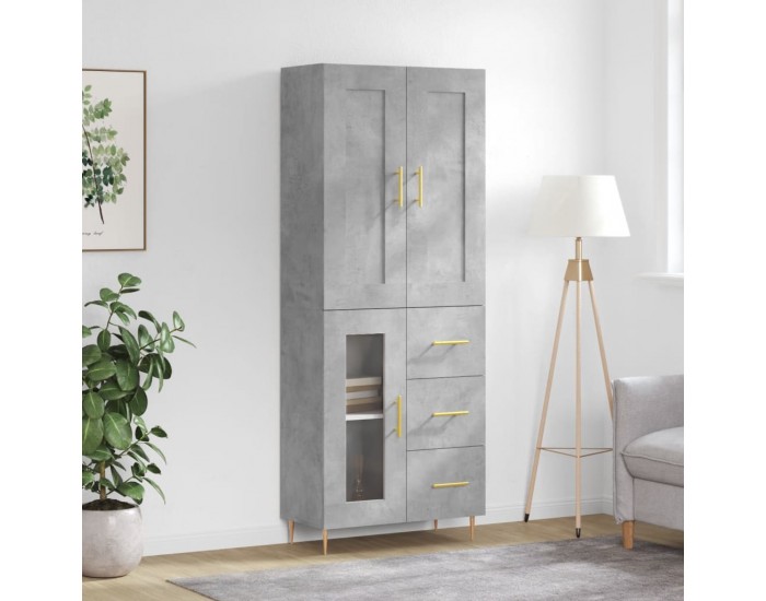 Sonata H Висок шкаф, бетонно сив, 69,5x34x180 см, инженерно дърво