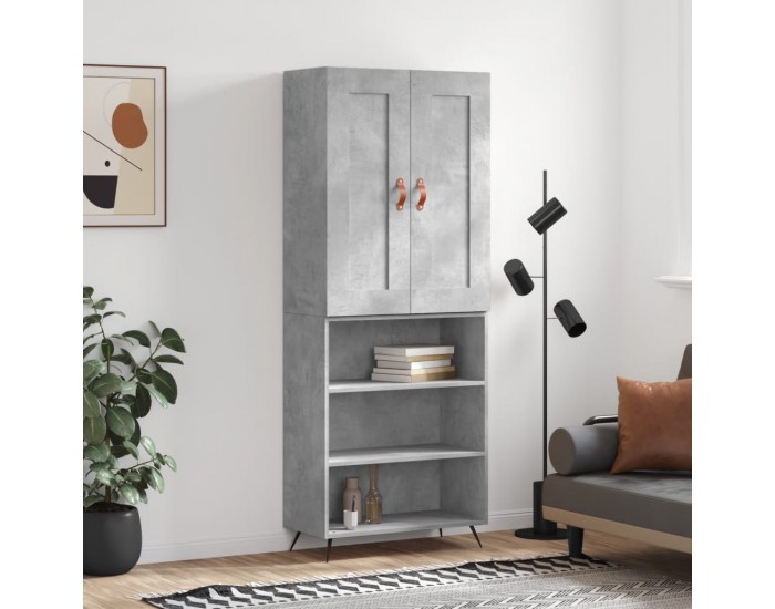 Sonata H Висок шкаф, бетонно сив, 69,5x34x180 см, инженерно дърво
