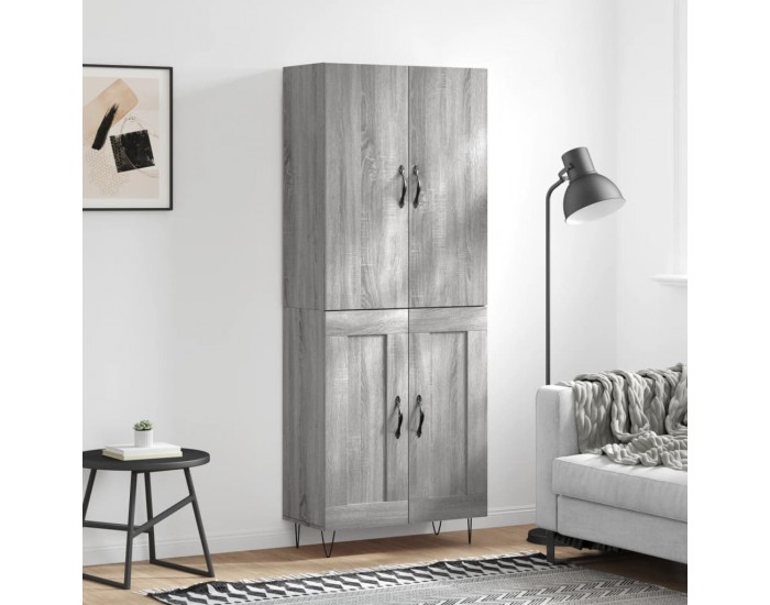 Sonata H Висок шкаф, сив сонома, 69,5x34x180 см, инженерно дърво