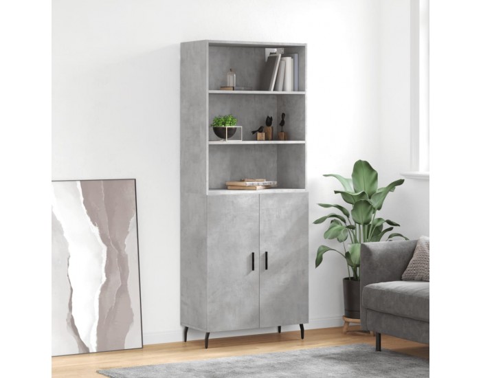Sonata H Висок шкаф, бетонно сив, 69,5x34x180 см, инженерно дърво