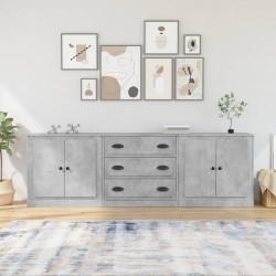 Sonata H Сайдборди, 3 бр, бетонно сиви, инженерно дърво - Corpuri, vitrine, biblioteci modulare
