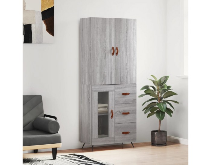 Sonata H Висок шкаф, сив сонома, 69,5x34x180 см, инженерно дърво