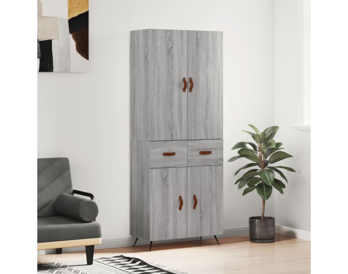 Sonata Dulap înalt, gri sonoma, 69,5x34x180 cm, lemn compozit