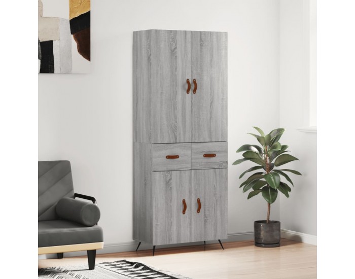 Sonata H Висок шкаф, сив сонома, 69,5x34x180 см, инженерно дърво