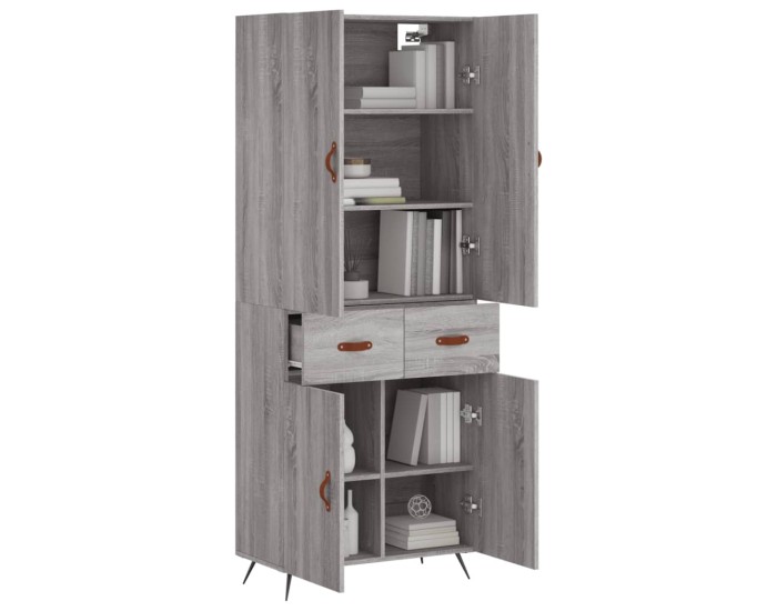 Sonata Dulap înalt, gri sonoma, 69,5x34x180 cm, lemn compozit