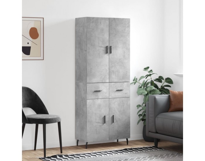 Sonata H Висок шкаф, бетонно сив, 69,5x34x180 см, инженерно дърво
