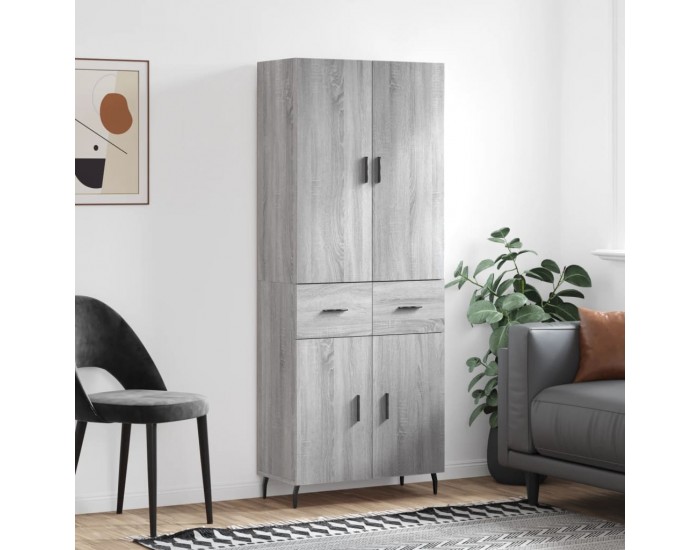 Sonata H Висок шкаф, сив сонома, 69,5x34x180 см, инженерно дърво