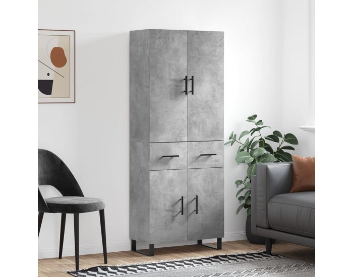 Sonata H Висок шкаф, бетонно сив, 69,5x34x180 см, инженерно дърво