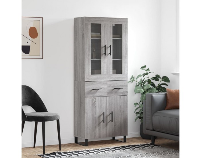 Sonata H Висок шкаф, сив сонома, 69,5x34x180 см, инженерно дърво