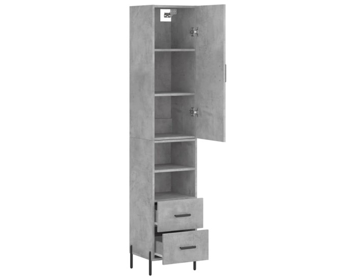 Sonata Dulap înalt, gri beton, 34,5x34x180 cm, lemn prelucrat