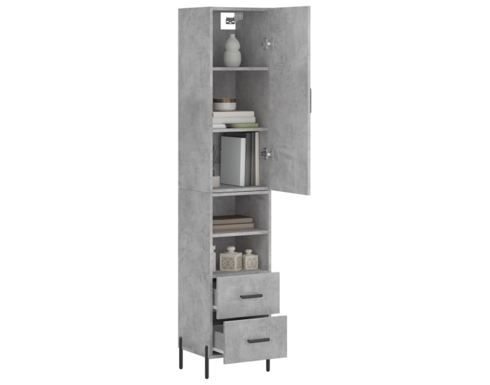 Sonata Dulap înalt, gri beton, 34,5x34x180 cm, lemn prelucrat