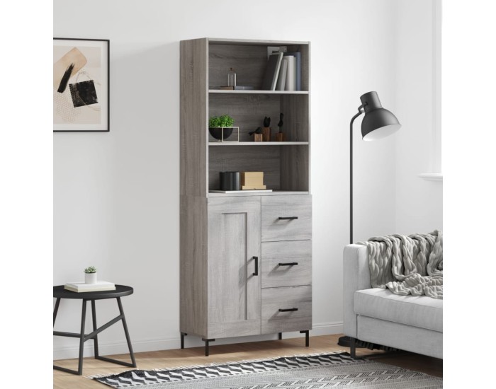 Sonata Dulap înalt, gri sonoma, 69,5x34x180 cm, lemn compozit