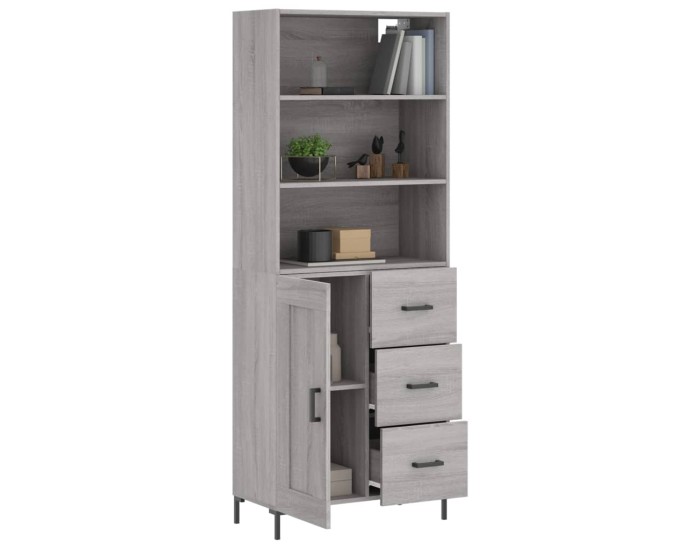Sonata Dulap înalt, gri sonoma, 69,5x34x180 cm, lemn compozit