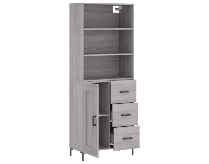 Sonata Dulap înalt, gri sonoma, 69,5x34x180 cm, lemn compozit