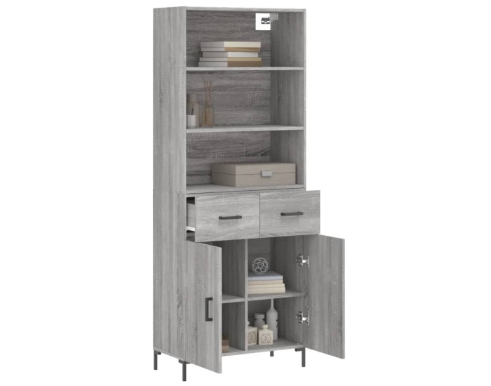 Sonata Dulap înalt, gri sonoma, 69,5x34x180 cm, lemn compozit