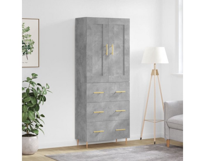 Sonata H Висок шкаф, бетонно сив, 69,5x34x180 см, инженерно дърво