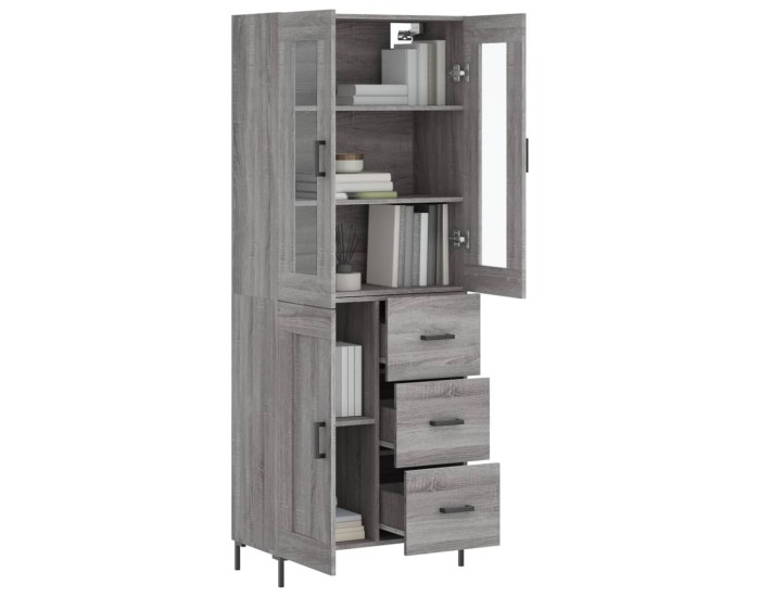 Sonata Dulap înalt, gri sonoma, 69,5x34x180 cm, lemn compozit