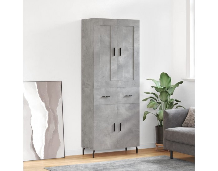 Sonata H Висок шкаф, бетонно сив, 69,5x34x180 см, инженерно дърво