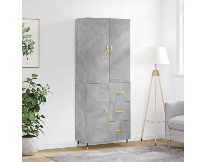 Sonata H Висок шкаф, бетонно сив, 69,5x34x180 см, инженерно дърво