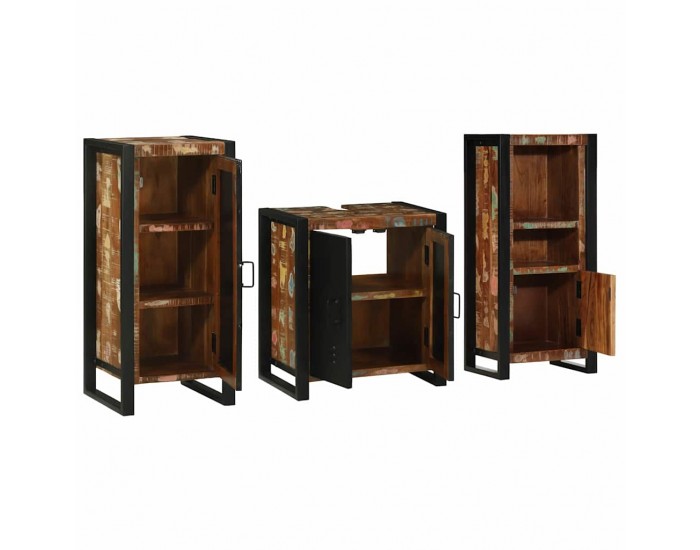 Sonata H Комплект мебели за баня 3 pcs Солидна рециклирана дървесина