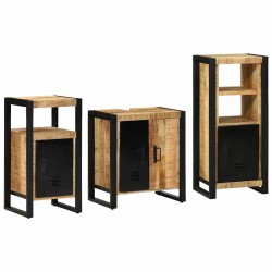 Sonata H Комплект мебели за баня 3 pcs Кафяво Солидно мангово дърво - Seturi