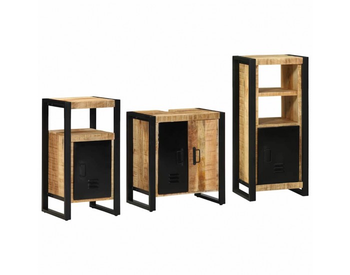 Sonata H Комплект мебели за баня 3 pcs Кафяво Солидно мангово дърво