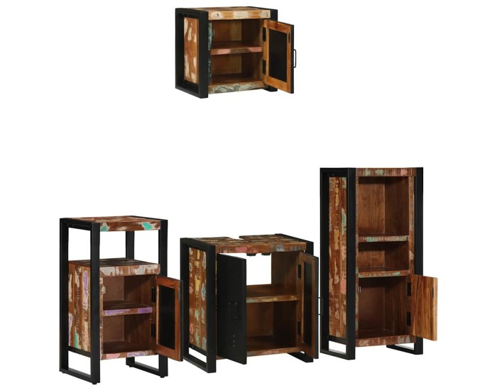 Sonata Set de mobilier pentru baie 4 buc. Multicolor și negru