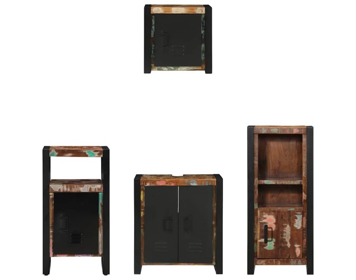 Sonata Set de mobilier pentru baie 4 buc. Multicolor și negru
