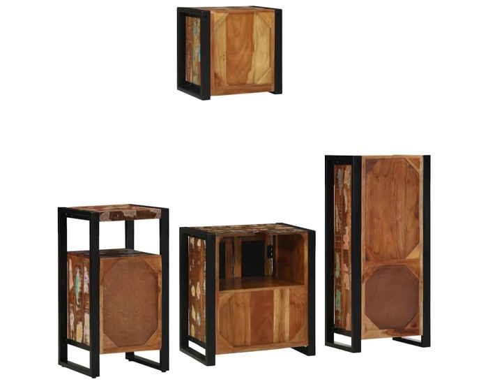 Sonata Set de mobilier pentru baie 4 buc. Multicolor și negru