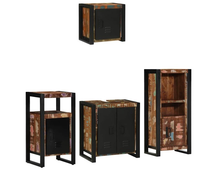 Sonata Set de mobilier pentru baie 4 buc. Multicolor și negru