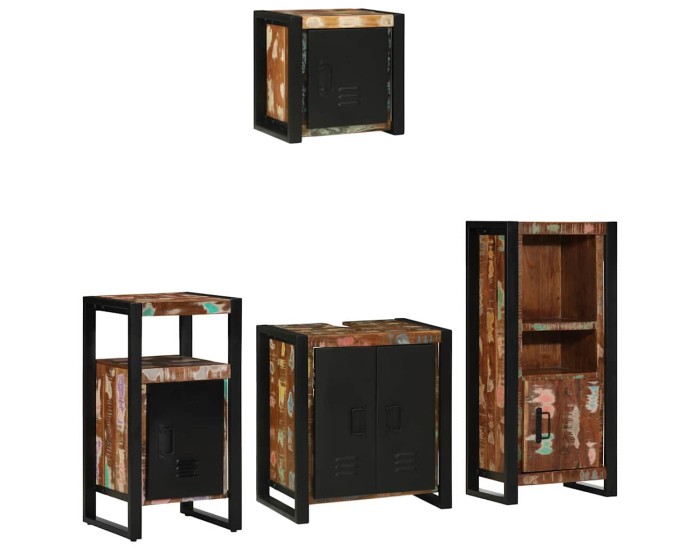 Sonata Set de mobilier pentru baie 4 buc. Multicolor și negru