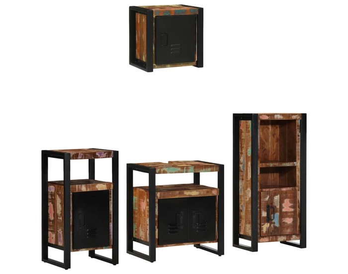 Sonata Set de mobilier pentru baie 4 buc. Multicolor și negru