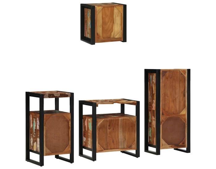 Sonata Set de mobilier pentru baie 4 buc. Multicolor și negru