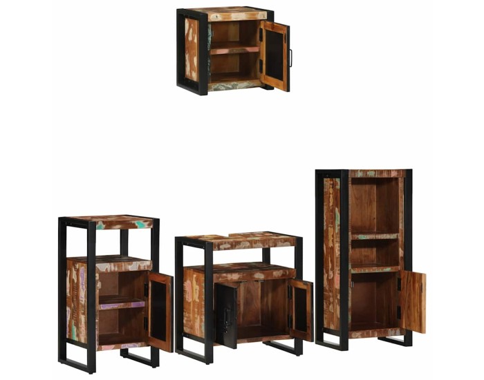Sonata Set de mobilier pentru baie 4 buc. Multicolor și negru