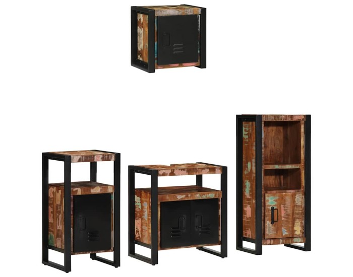 Sonata Set de mobilier pentru baie 4 buc. Multicolor și negru
