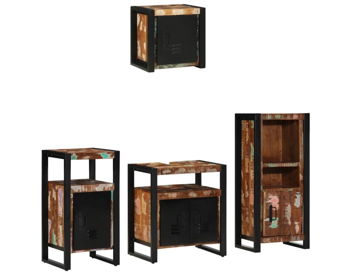 Sonata Set de mobilier pentru baie 4 buc. Multicolor și negru