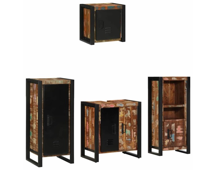 Sonata Set de mobilier pentru baie 4 buc. Multicolor și negru