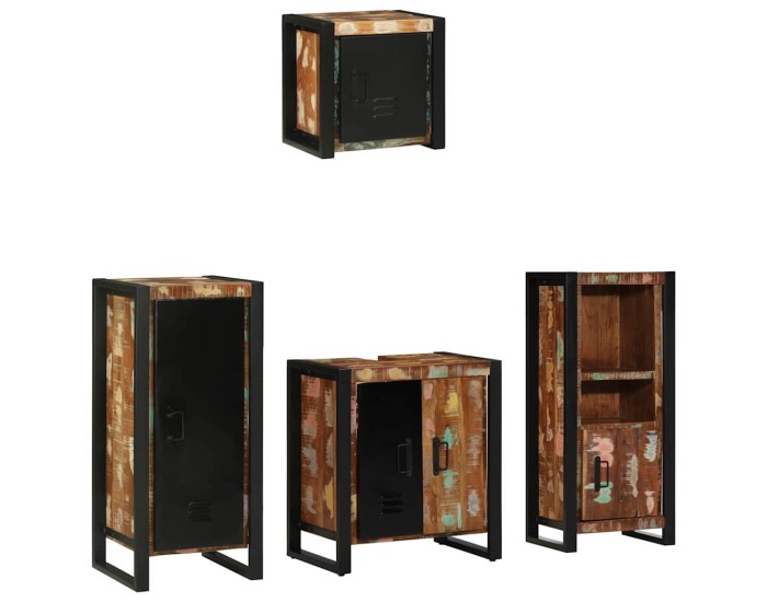Sonata Set de mobilier pentru baie 4 buc. Multicolor și negru