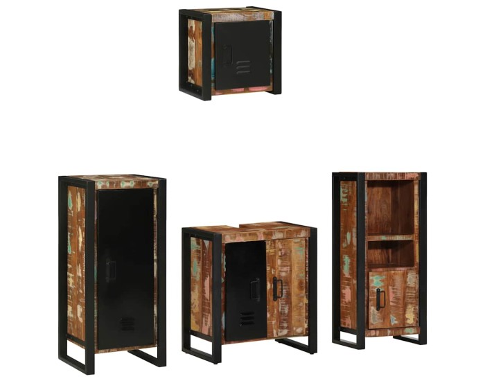 Sonata Set de mobilier pentru baie 4 buc. Multicolor și negru
