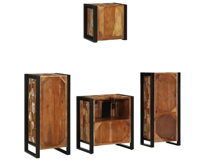 Sonata Set de mobilier pentru baie 4 buc. Multicolor și negru